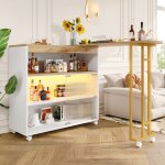 Table de bar extensible, table haute cuisine, avec espace de rangement, mobile et moderne, tlescopique ...