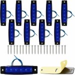 (bleu) 10 feux lat�raux � led, feux arri�re � led 12v, feux de signalisation avant, remorques, camions, ...