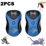 (bleu)2pcs repulsif rat, r�pulsif ultrasonique 4 mode, ultrasonique anti souris m�nage non toxique pour ...