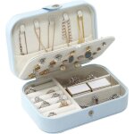 (bleu) boite a bijoux, rangement bijoux portable, boite a bijoux fille cuir, coffret � bijoux 16x11x5cm, ...