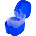 Bleu fonc� bo�te de rangement pour proth�ses bo�te de dentiers �tui de bain pour proth�ses avec passoire ...