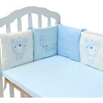 (bleu)tour de lit b�b� qianle - 6 pi�ces 30x30cm - coton m�lang� - beige et bleu