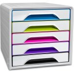 Bloc de classement module organisateur 5 tiroirs rangement documents bureau smoove gloss multicolore ...