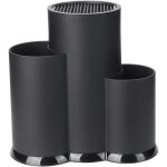 Bloc  couteaux 3 en 1 sans couteaux, noir, porte - couteaux rond universel avec fentes et support de ...