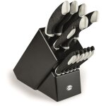 Bloc de couteaux de cuisine sakura, acier inoxydable, pp, noir, blanc, 34x31x13 cm