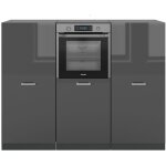 Vicco - bloc cuisine r - line, anthracite brillant / anthracite, 180cm sans pt