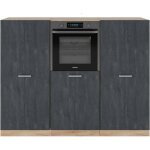 Vicco - bloc cuisine r - line, b�ton noir / ch�ne dor�, 180 cm sans plan de travail