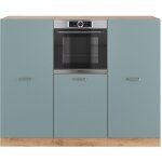Bloc de cuisine r - line, bleu - gris / chne dor, 180 cm sans plan de travail, vicco