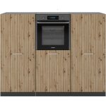 Vicco - bloc cuisine r - line, chne artisan / anthracite, 180 cm sans plan de travail