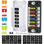Bloc de fusibles 6 voies avec bus négatif, porte - fusible à lame 12 v, couvercle étanche, panneau de ... Bloc de fusibles 6 voies avec bus négatif, porte - fusible à lame 12 v, couvercle étanche, panneau de ...