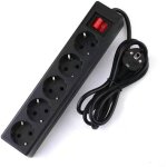 Bloc multiprises 5 prises interrupteur lumineux (c�ble 1, 5m) - noir