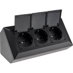 Bloc multiprise chilitec 23933, 3 prises, avec capuchons de protection, 250v / 16a, noir