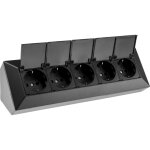 Bloc multiprises chilitec 23943, 5 prises, avec volets de protection, 250v / 16a, noir