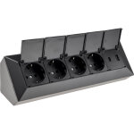 Bloc multiprise chilitec 23963, 4 prises, avec clapets de protection, usb - a + c, noir