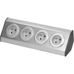 Bloc multiprise de cuisine � c�bler en acier inoxidable, 4 prises fran�aises 16a 2p + t