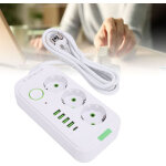 Bloc multiprise europ�en 3 prises 4 ports usb 1 type c avec c�ble de 2m - -