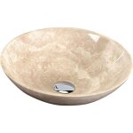 Sapho - blok - vasque en pierre de 40 cm de diamètre, travertin beige poli 2401 - 01 Sapho - blok - vasque en pierre de 40 cm de diamètre, travertin beige poli 2401 - 01