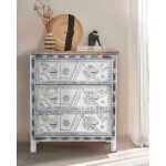 Uniqka - blossom - commode en bois massif sculpt 85 cm