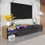 Blossom - meuble tv led 170x33x33. 5cm, 16 couleurs, 2 tiroirs et 2 compartiments, meuble tl pour chambre, ...