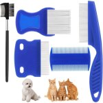 Bluedeer - lot de 5 peignes anti - puces en acier inoxydable avec dents arrondies pour chats et chats, ...