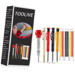 Bluedeer - lot de 8 crayons de charpentier solides crayon, marqueur, craie avec poin�on central, outil ...