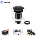 Bluedeer - bonde pop up noire pour lavabo ? sans trop - plein, universelle, automatique pour vasque  ...
