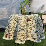 Bluedeer - nappe ronde en coton et lin avec branches de fleurs et oiseaux - 150 cm - pour intérieur et ... Bluedeer - nappe ronde en coton et lin avec branches de fleurs et oiseaux - 150 cm - pour intérieur et ...