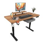 140x76cm bureau assis debout lectrique, bureau de 55 pouces avec tiroirs et commande manuelle de 4 claviers ...