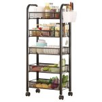 Chariots de service, desserte  roulettes, 5 niveaux, 44x 27 x 105 cm, noir, matriau: fer