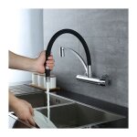 Robinet de cuisine mural mitigeur d'vier avec tuyaux souple en silicone noir robinetterie mitigeur cuisine ...