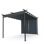 Pergola 3x4 m, pergola 4x3 avec toit en polyester rsistant & stores latraux, armature en acier thermolaqu, ...