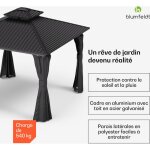 Shadefortress hardtop gazebo 3x3 m, salon de jardin ext�rieur avec structure en aluminium, double toit, ...