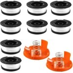 Bobine de fil de coupe compatible black & decker af - 100 - lot de 8 bobines avec 2 couvercles et 2 ressorts ...