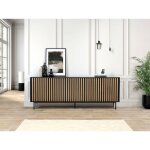 Bobochic - buffet 5 portes 220 cm corneille tasseaux pin massif
