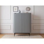Bobochic - buffet haut 2 portes 100 cm jay effet tasseaux bleu