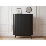 Bobochic - buffet haut 2 portes 100 cm jay effet tasseaux noir