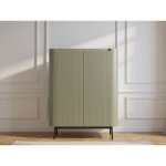 Bobochic - buffet haut 2 portes 100 cm jay effet tasseaux vert