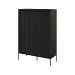 Bobochic - buffet haut 4 portes 100 cm lenara avec tasseaux et led noir