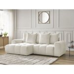 Bobochic - canap� d'angle convertible coffre roxelane tissu chin� angle gauche blanc