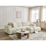 Bobochic - canap d'angle convertible fuji tissu lisse angle droit beige