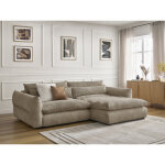 Bobochic - canap� d'angle fixe neil tissu textur� angle droit taupe