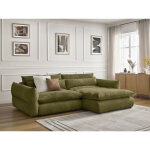 Bobochic - canap� d'angle fixe neil tissu textur� angle droit vert