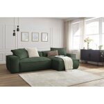 Bobochic - canap� d'angle r�versible ultra moelleux boheme tissu chin� r�versible vert