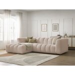 Bobochic - canap� d'angle fixe talia tissu chin� angle gauche beige