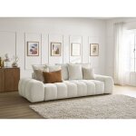 Bobochic - canap� droit fixe 3 places everest tissu chin� blanc