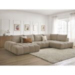 Bobochic - canap� panoramique convertible coffre everest tissu textur� angle gauche taupe