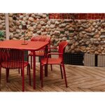 Bobochic - chaise de table de jardin rhodes avec accoudoirs rouge