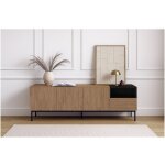 Bobochic - meuble tv 3 portes 1 tiroir 180 cm cecilia effet ch�ne