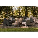 Bobochic - salon de jardin milos avec table basse carre 49 cm + 2 fauteuils beige