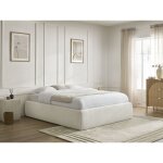 Bobochic - sommier coffre inera tissu lisse 140x190 beige